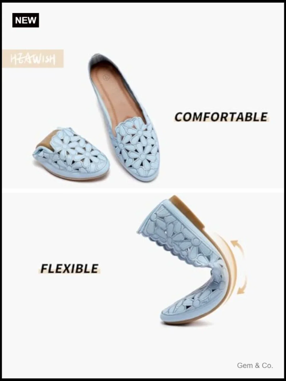 Floral Ballet Flats Slip On PU Leather Round Toe Dress Shoes Women's